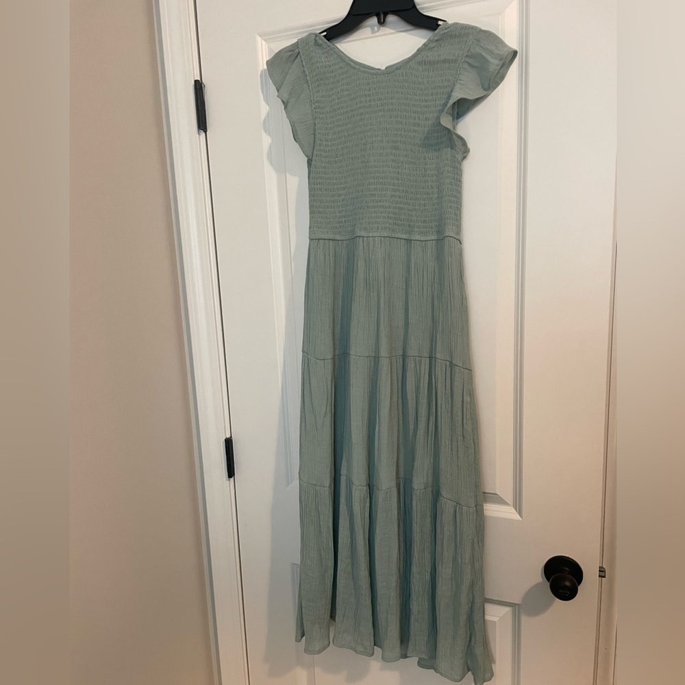 Sage green midi dress - small